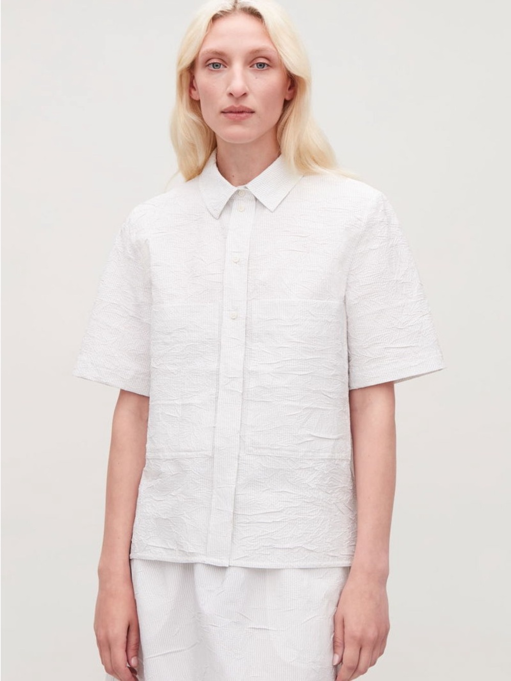 COS  Crinkled Pinstripe short sleeve  Shirt